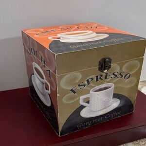 Vintage Gourmet Coffee Storage Box - Espresso and Mocha Design